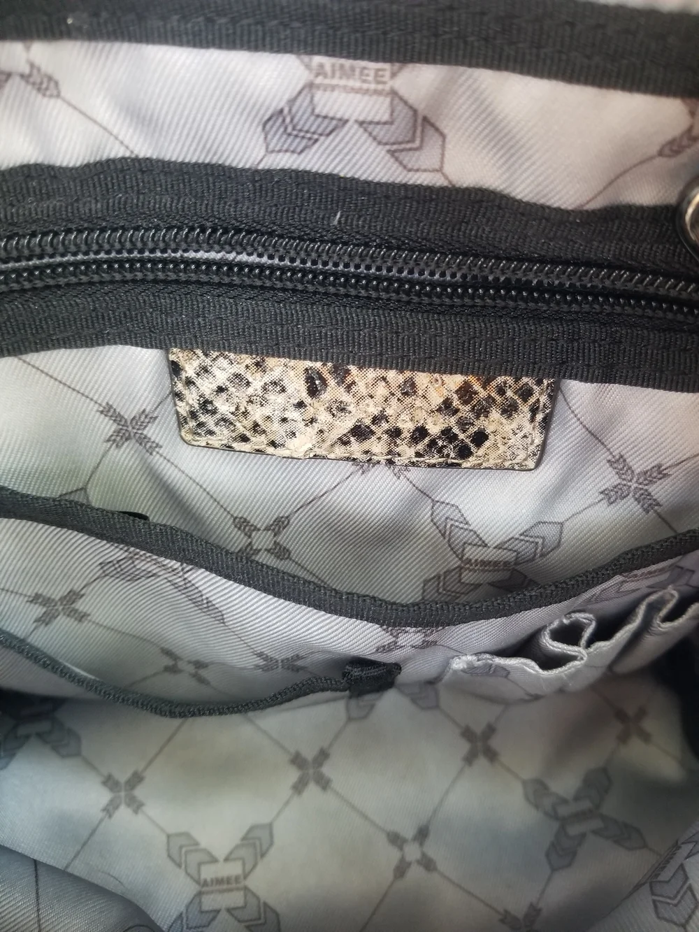 AIMEE KESTENBERG Snake-Print Tote in Beige, Black and Gold Tones